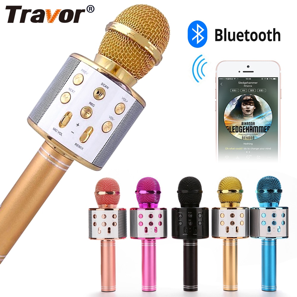 Travor Bluetooth Wireless Microphone Karaoke Microphone Speaker Handheld Music Player MIC Singing Recorder KTV Microphone