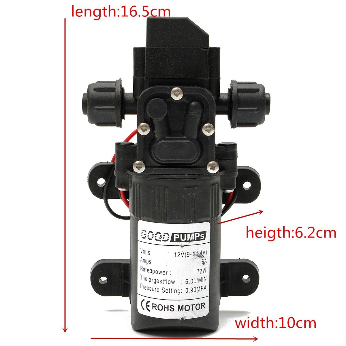 6A 72W 6L Druk Hoge Druk Membraanpomp Water Zelfaanzuigende Pomp Model Fl-3312 1 Membraanwaterpomp