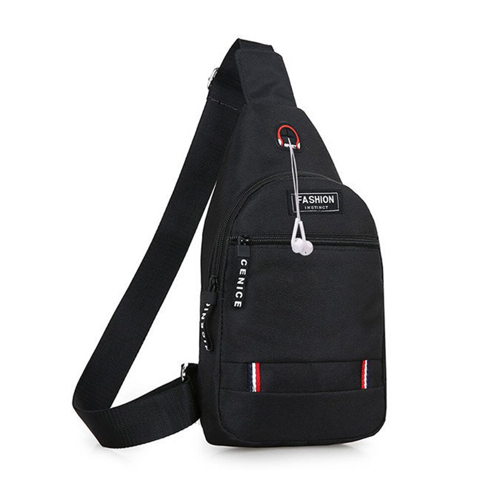 Bolso cruzado Oxford de con carga USB para hombre, antirrobo, para el pecho, para viaje, corto, bolso de hombro impermeable: C-black