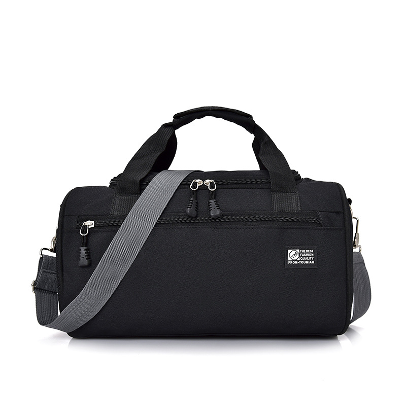 Scione mænd rejse sportstasker let bagage business cylinder håndtaske kvinder udendørs duffel weekend crossbody skuldertaske pakke: Sort