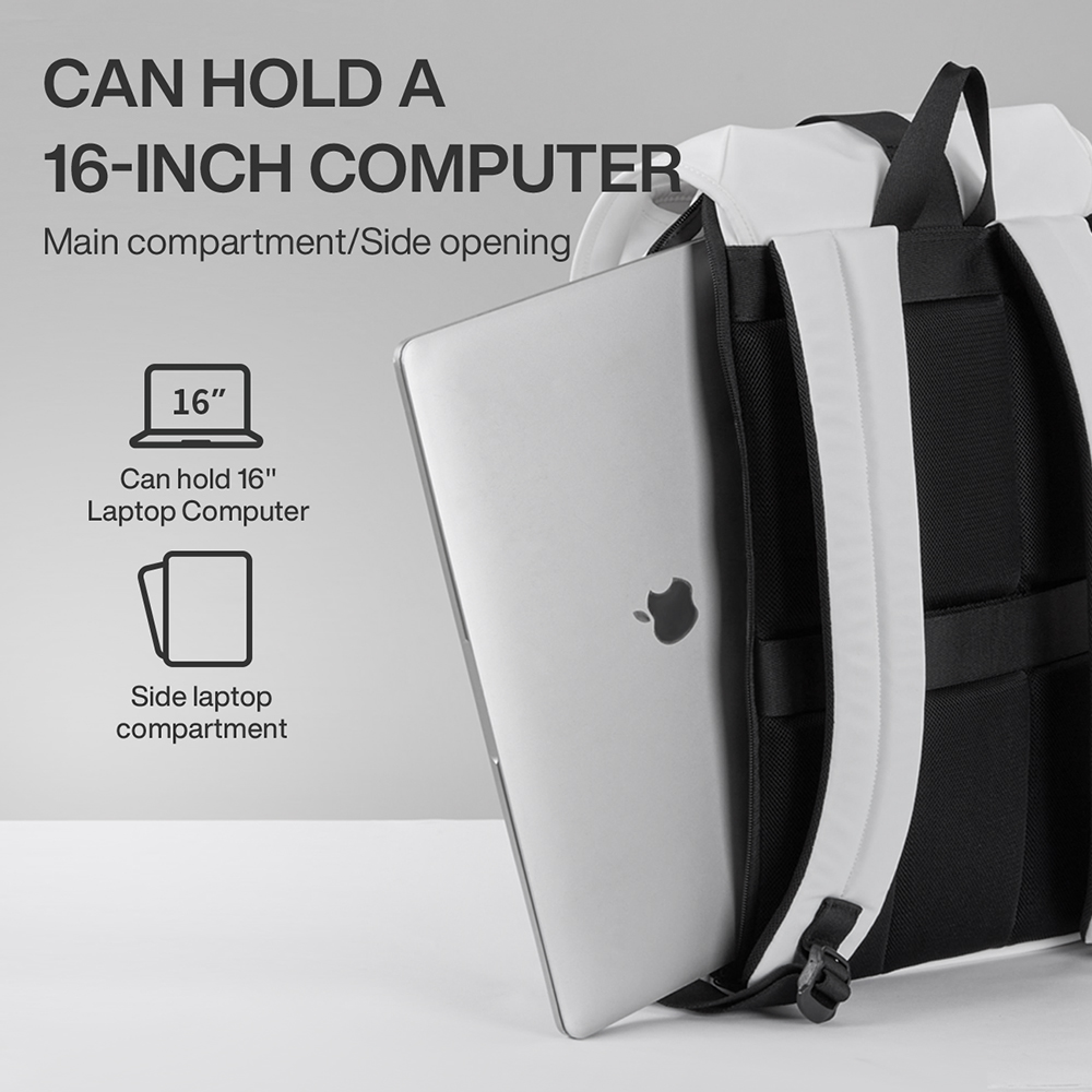 Mixi 16 ''Mochila para ordenador portátil Mujeres Hombres Impermeable Ligero Casual Weekender Bolsas de viaje Estudiantes universitarios Mochila 17 pulgadas Blanco
