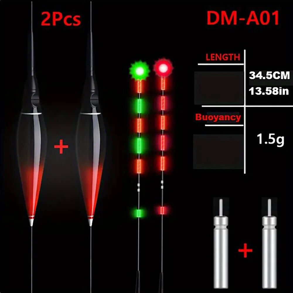 2 Stück Smart Fishing Float, LED Night Fishing Float, Farbwechsel-Bissanzeige, Angelzubehör: WHITE
