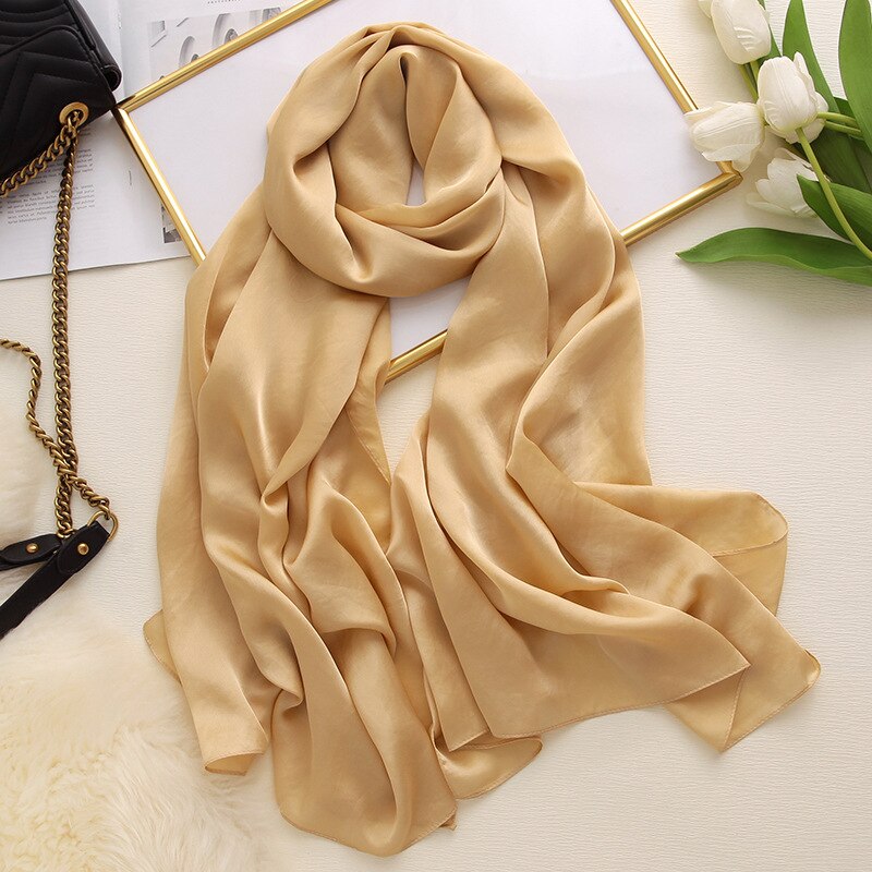 Châle en Polyester pour Femme noir | Écharpe Hijab solide, belle écharpe d'été en soie, châles et enveloppes longs de plage en mousseline: N2