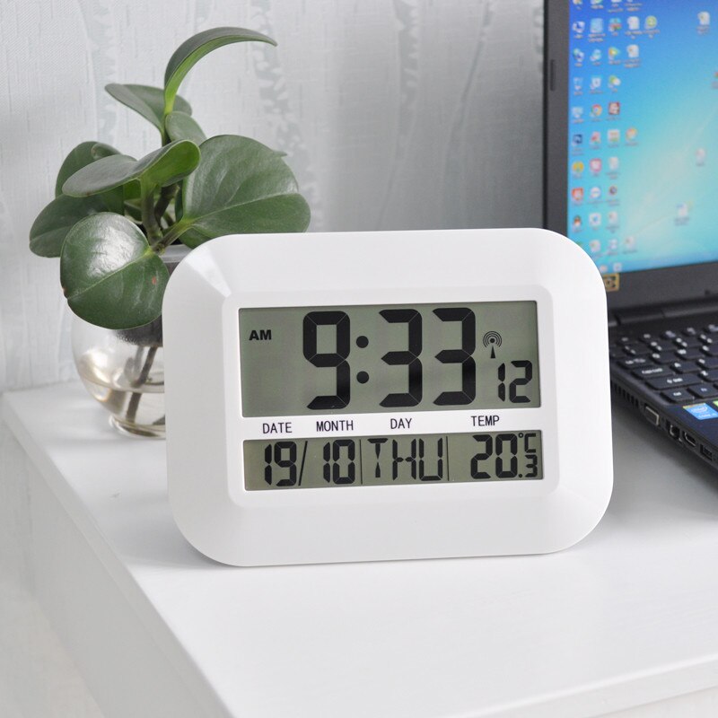 Digitale led-wandklok, grote led-wekker met achtergrondverlichting, kalender, thermometer, bureauklok, digitale wandklok