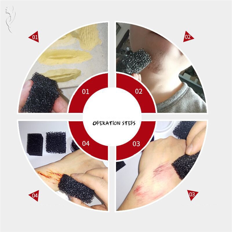 Halloween film en televisie special effect make-up baard/letsel effect spons kras ruwe mond film en televisie special e