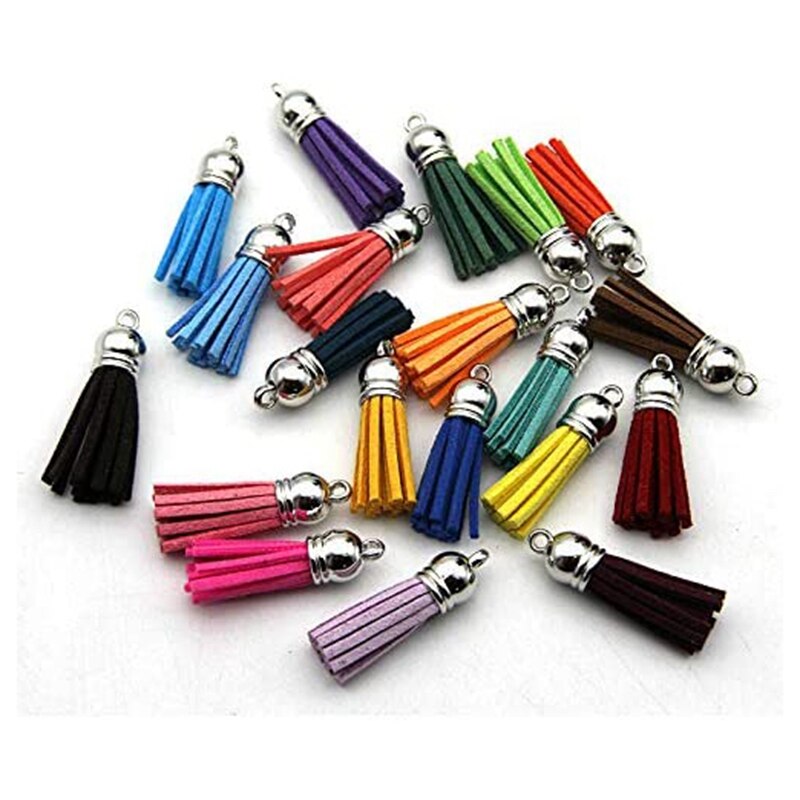 Set van 140 kwastjes sleutelhangers voor doe-het-zelf leren hangers, sleutelhangers en acryl sieradenaccessoires.