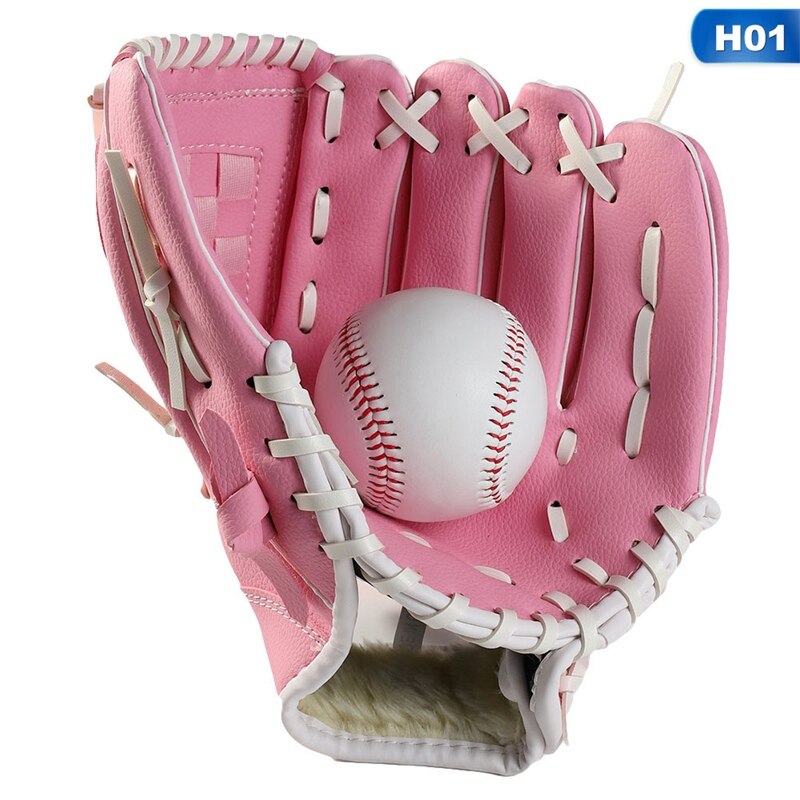 Guantes de béisbol para deportes al aire libre, equipo de práctica de Softball, tamaño 11,5 pulgadas, mano izquierda para adultos, hombre, mujer, tren para niños: Rosa