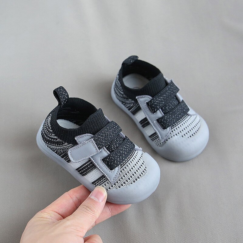 Zzfaber Zachte Baby Peuter Schoenen Kind Mesh Ademende Sneakers Baby Anti-Slip Flexibele Casual Schoenen Voor Baby Meisjes Jongens: black grey / 18