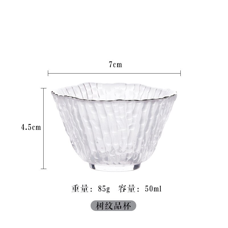 The tree pattern glass tea cup lead-free crystal glass fair cup with gold cover tea set: C1