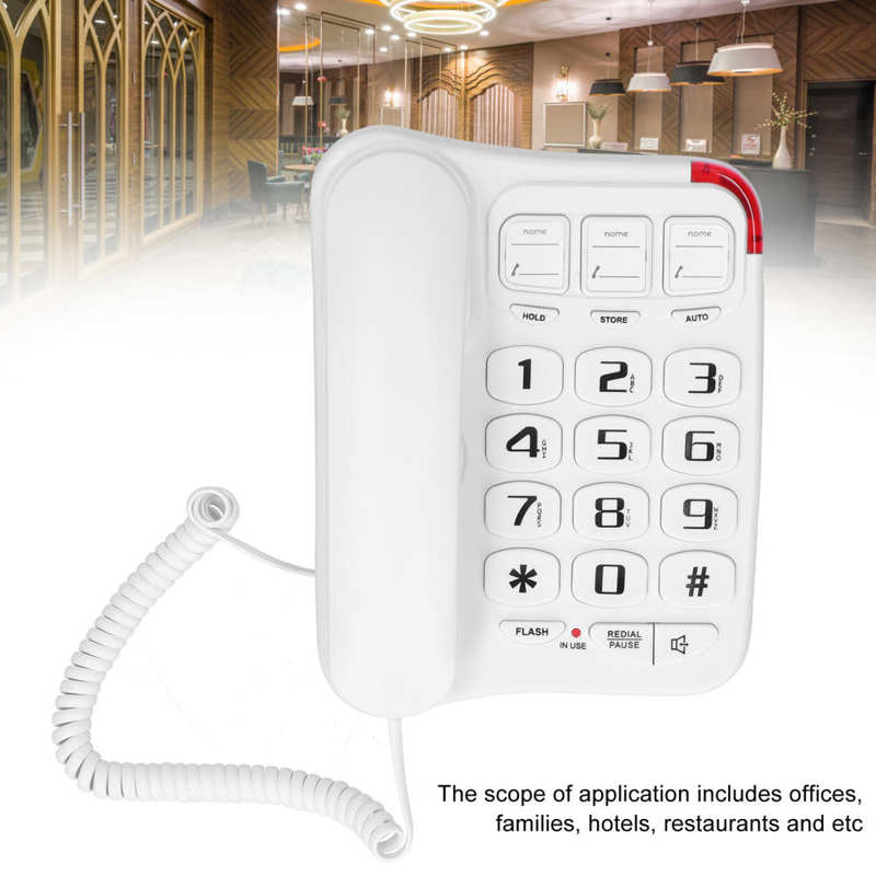 TCF-2300 Large Clear Button Desk Wall-Mountable phone Single Line Corded Telephone for Home Office