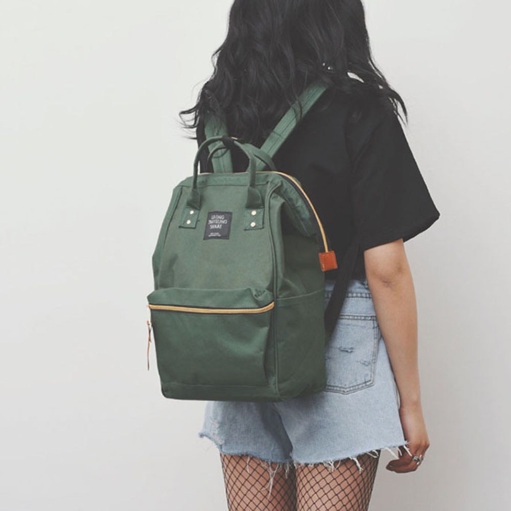 Solid Backpack School Travel Bag Double Shoulder Bag Zipper Bag Women Canvas Backpack Chain Ring Teenage Girls Backpack #p2s