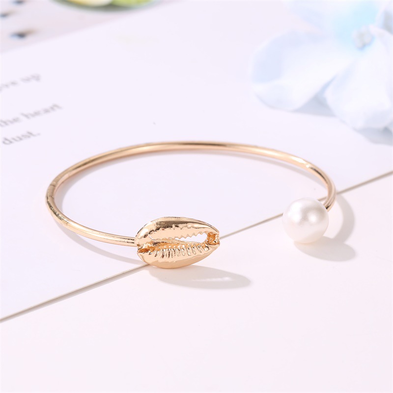 Brazalete de perlas de concha para mujer, pulsera ajustable con dije de concha marina, joyería, de para novias, tendencia 2023, 1 ud.