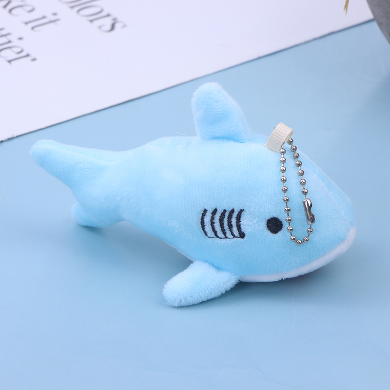 Veelkleurige cartoon haai pluche sleutelhanger - schattige knuffelhanger voor kinderen en volwassenen: Meerblauw