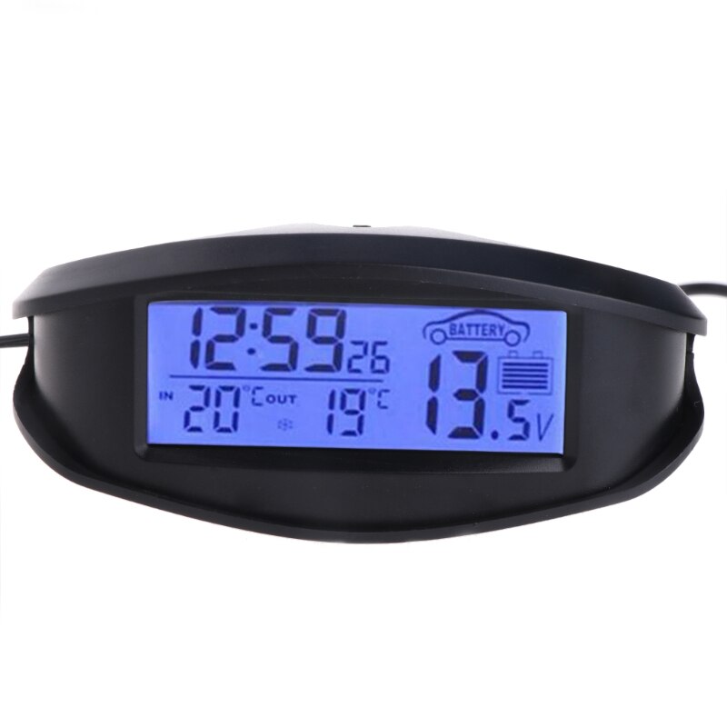 Digital Car In &amp; Outdoor Thermometer Voltmeter Time Clock Alarm Backlight EC98 77UD