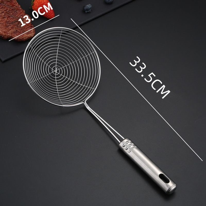 Solid Stainless Steel Spider Strainer Skimmer Ladle for Cooking and Frying, Kitchen Utensils Wire Strainer Pasta Strainer Spoon: green