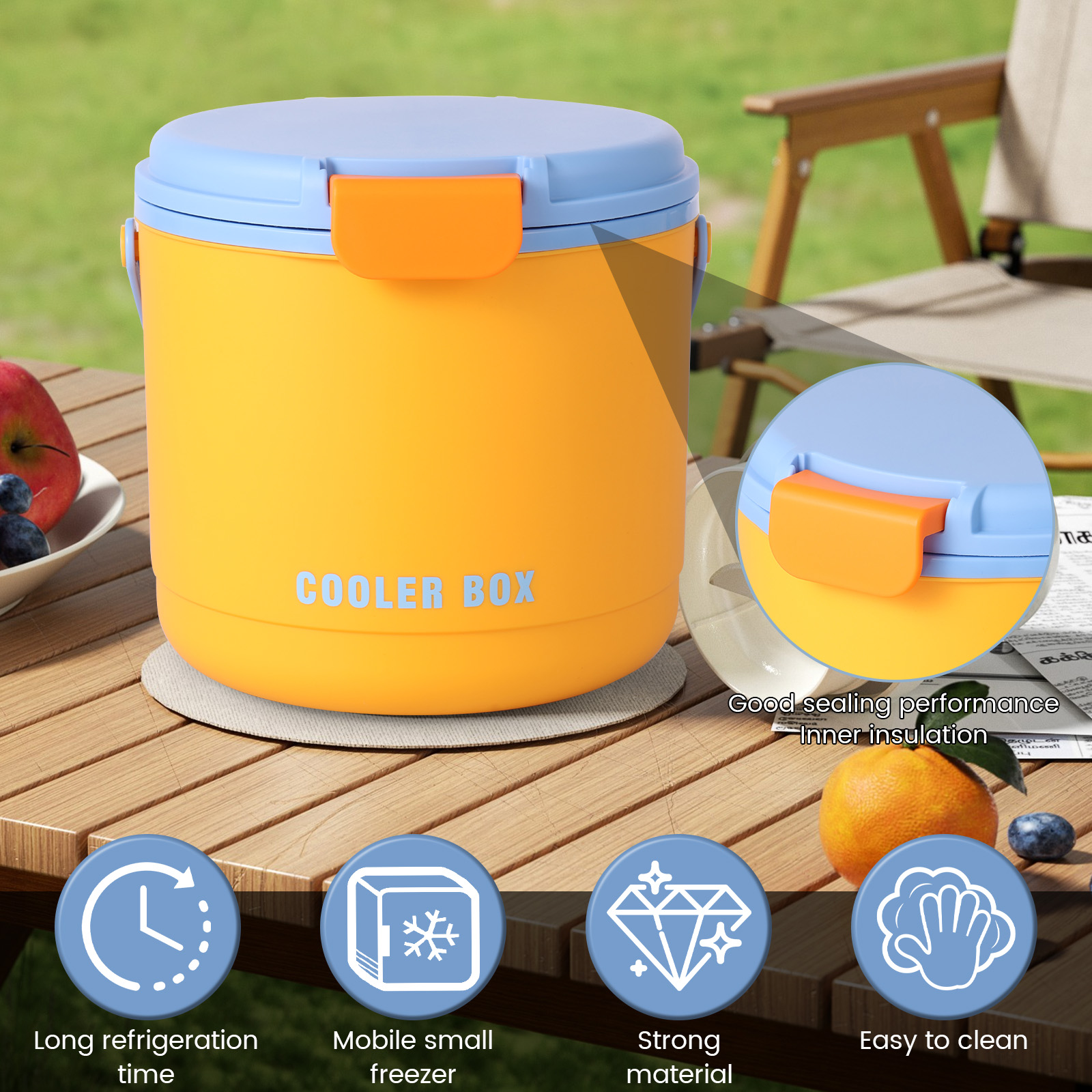 2.6L Portable Insulated Ice Bucket with Lid and Scoop Ice Container for Outdoor Picnic Camping Party PP Bucket for Freezer