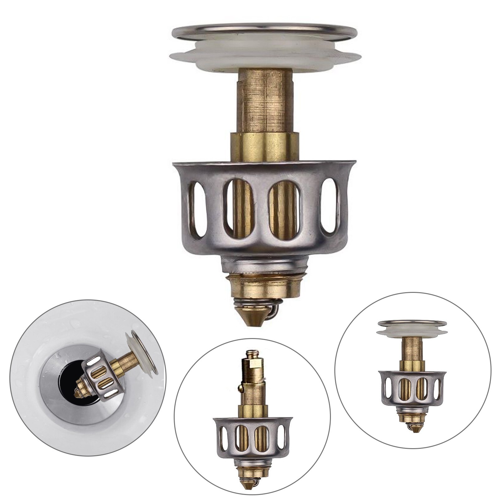 35mm Solid Brass Sink Overflow Cap Round Hole Cover For Bathroom Sink Up Drain Stopper Copper Bouncing Core Filter Cover