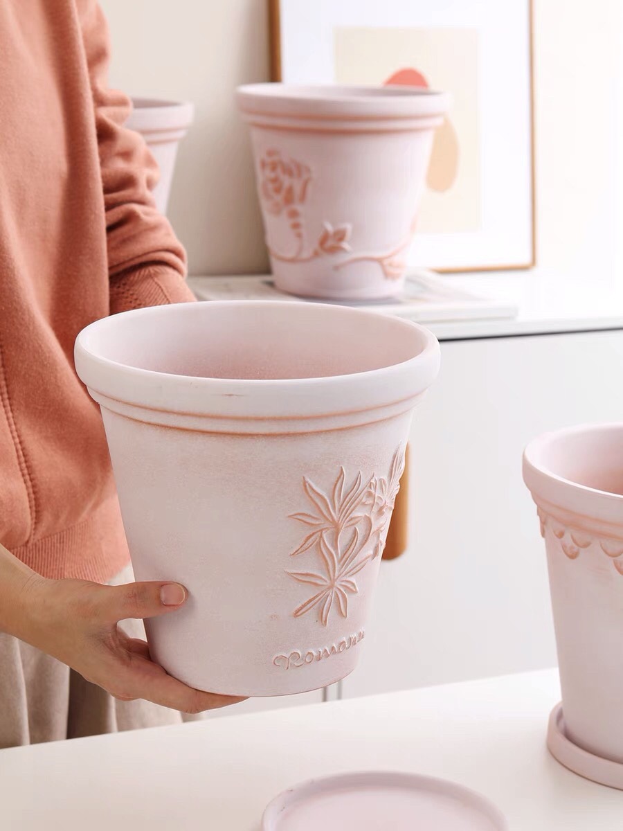 Red Pottery Pot Outdoor Flower Pots Breathable Rose Succulent Plant Planters Garden Supplies: Burgundy