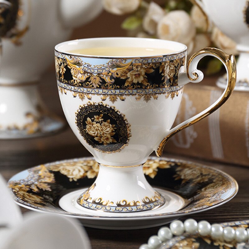 Bone china luksus te kaffekop ske europa porcelæn kaffekop cafe keramik nordisk tekop xicara copo almindelig hvid kop  e8