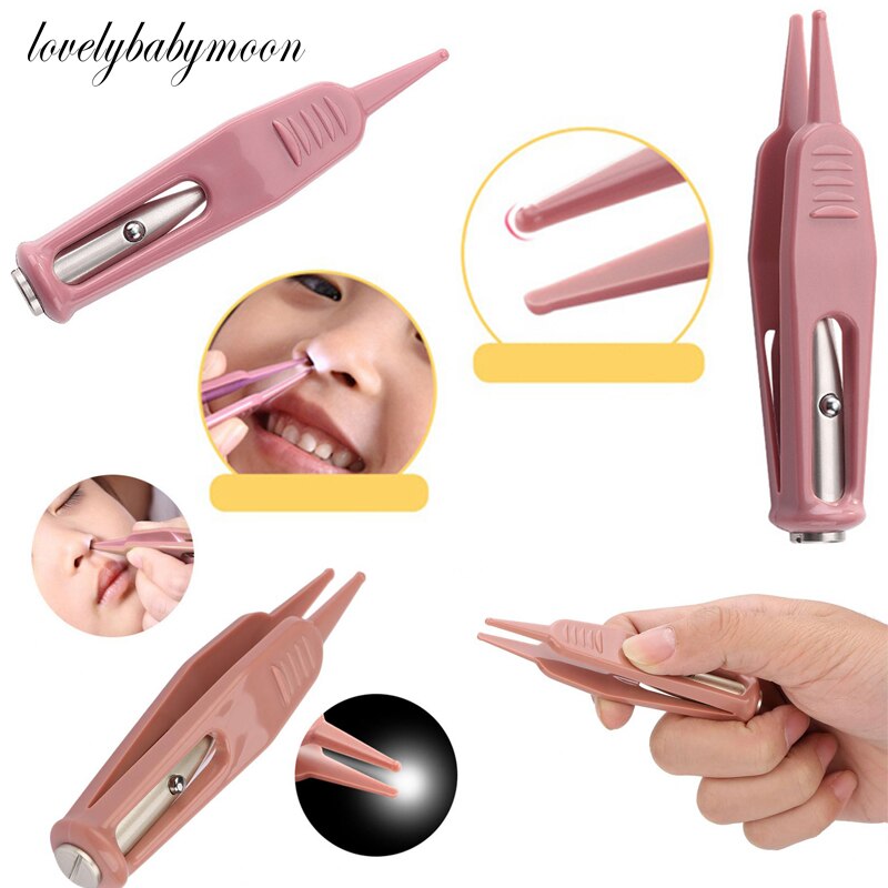 Bébé Nettoyage Pince Oreille Nez Nombril Nettoyant Décapant En Plastique LUMIÈRE LED Forcep Soins Du Corps Bébé Nez Pince À Épiler Avec Lumière LED