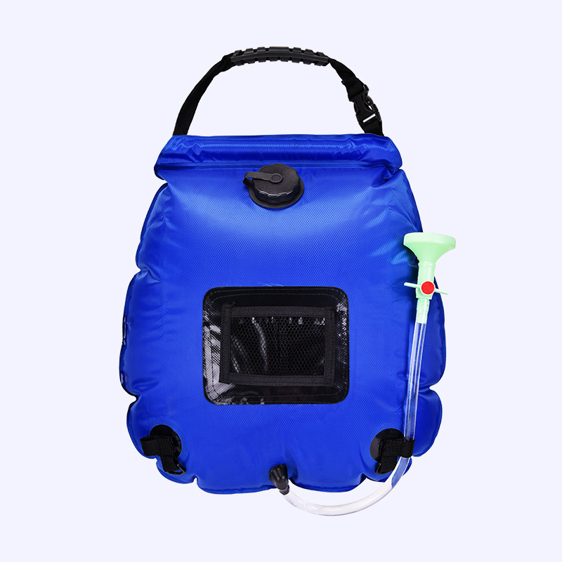 20L Outdoor Zwemmen Bag Solar Wandelen Camping Douche Bag Draagbare Verwarming Baden Water Opbergtas Slang Schakelbare Douchekop: Blue