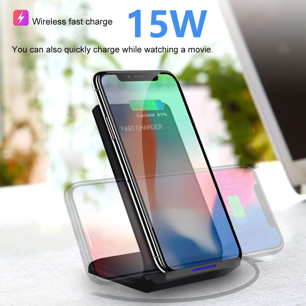 FDGAO Qi Drahtlose Ladestation Für iPhone 11 Profi XS Max XR X Samsung S9 S10 Xiaomi Mi 9 15W Schnelle Wirless Ladung Dock Bahnhof