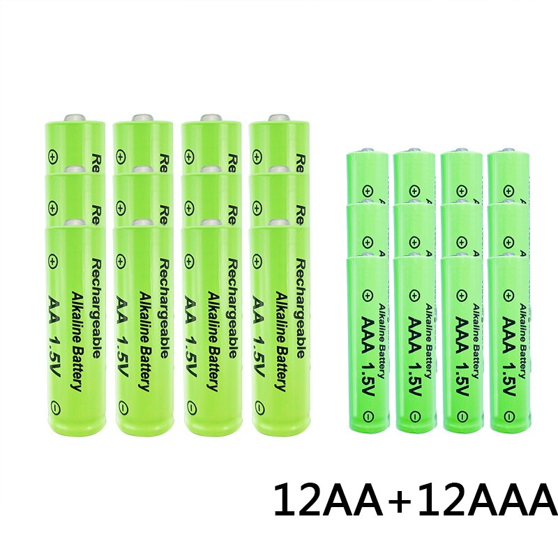 AA + AAA rechargeable AA 1.5V 3800mAh/1.5V AAA 3000mah Alkaline battery flashlight toys watch MP3 player replace Ni-Mh battery: 24pcs