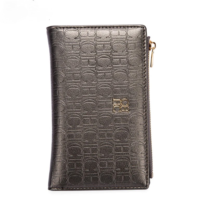CHCH Einfache quadratische kurze Geldbörse für Damen, kleine Geldbörse, Damen-Geldbörse, Münze, Deluxe-Beutel, Geldbörse, Kartenclip, tragbare Tasche: Silber