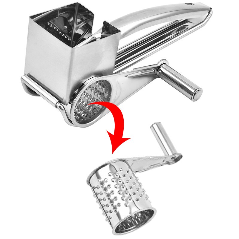 Holaroom Rotary Cheese Grater 4 Drums Blades Cheese Cutter Stainless Steel Cheese Slicer Shredder Butter Cutter Kitchen Gadgets: 6 Hole