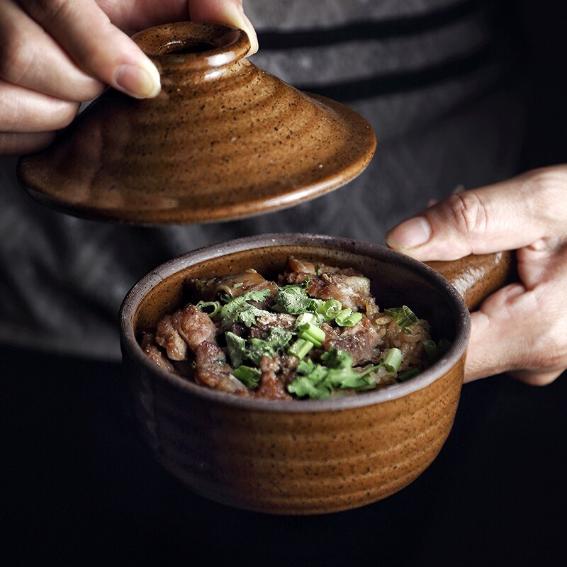 Samll Alleen Japanse Braadpan Stoofpot Gekookte Pot Snelle Grof Aardewerk Soep Rijst Pot Met Deksel Hoge Temperatuur Gezondheid Mini pot