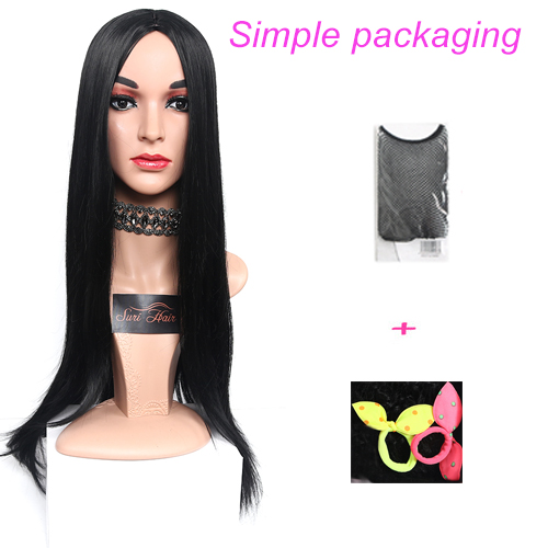 Suri-Peluca de pelo largo liso para mujer, pelo largo sintético resistente al calor, color rosa ombré, dos tonos, 30 pulgadas, negro, marrón, azul, 7 colores: 1-JY