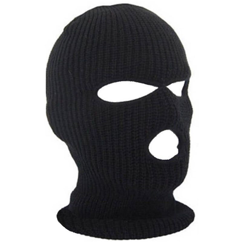 Máscara de motocicleta con 3 agujeros, pasamontañas negro, sombrero de punto, protector facial, gorro de invierno,