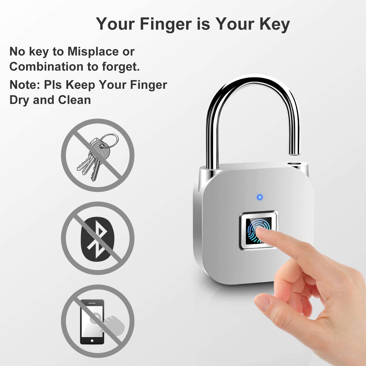Ingerprint Vorhängeschloss Elektronische Türschloss Fingerabdruck Anerkennung Clever Keyless Wasserdichte Sicherheit Anti-Diebstahl Vorhängeschloss Weit Verbreitet