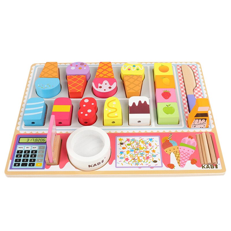 Barns träsimulering kök lekstuga glass fruktbutik grillkombination skär skära le pedagogiska leksaker