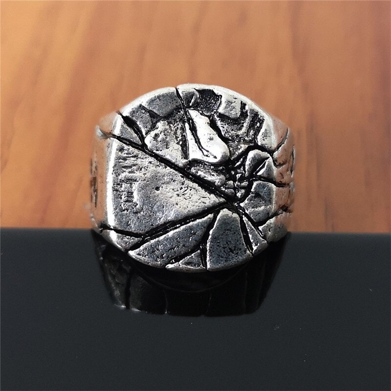 Punk Square Fracture Ring Men Silvery Jewelry Vintage Rings For Mens Hip Hop Rock Ring Accessories Women Rings Female