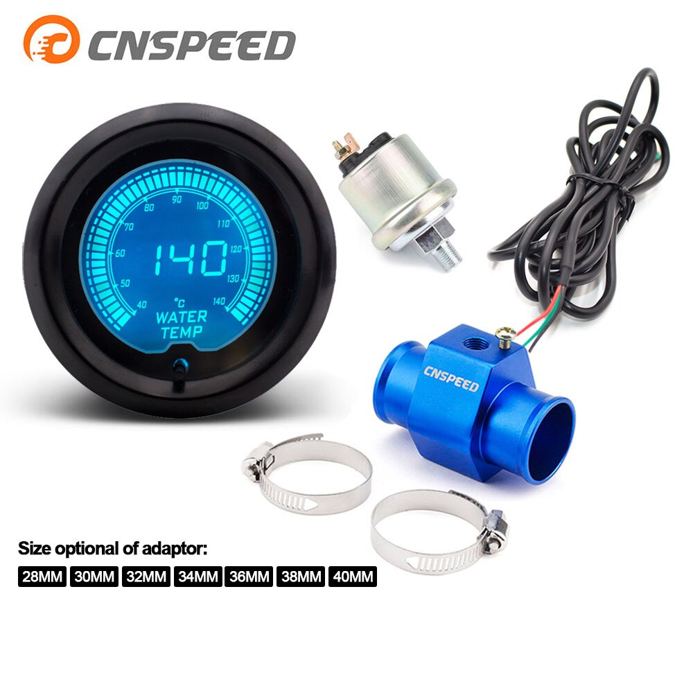 2 " 52mm evo 7 farve lcd 40-140 grader celsius vand temperatur meter vand temperatur meter med sensor & sensor adapter
