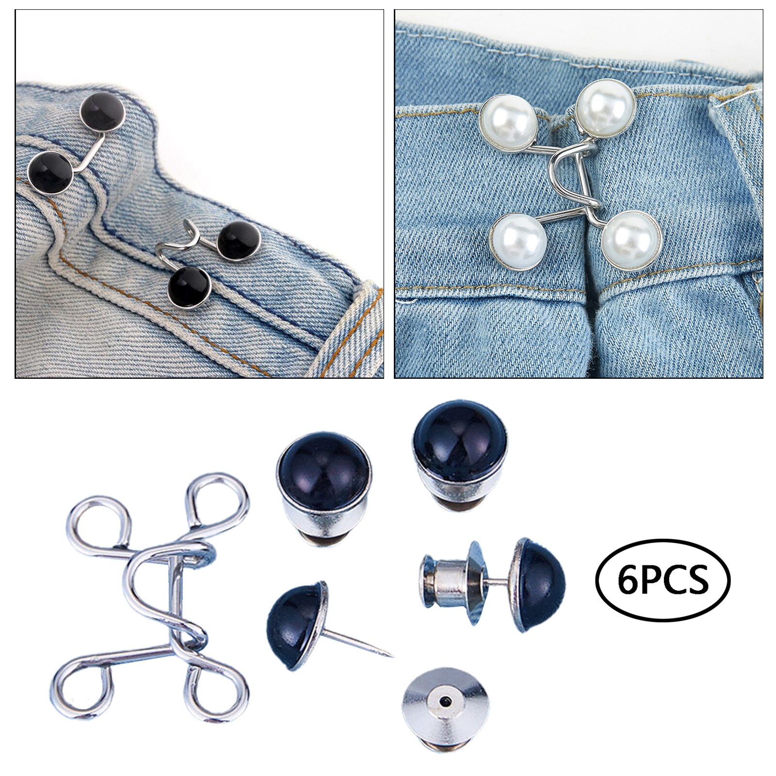 Sewing Hooks and Eyes Closure Nail-free Buttons Clothing Pants Clothing Trousers Skirt Waist Buckle Jacket Coats Craft Project: Black Pearl