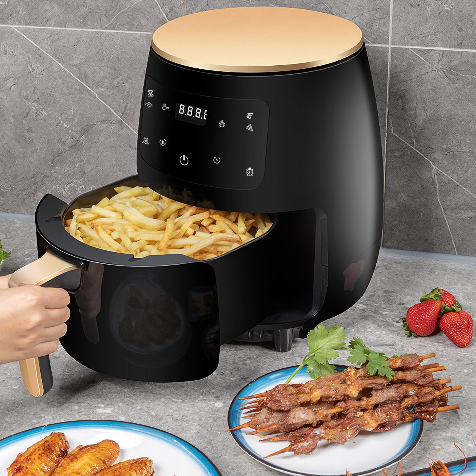4.5L Air Fryer Intelligent Digital Screen Air Fryer Multi-functional Oil-Free Healthy Air Fryer Timing Temperature Resistant