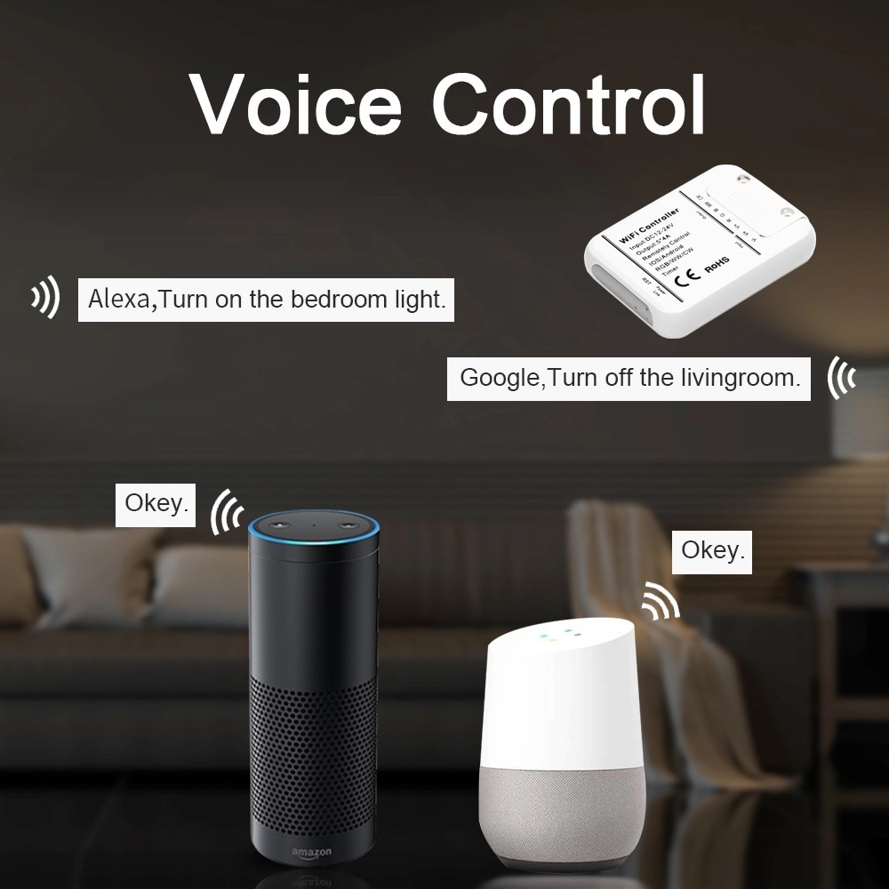 Dc12v 24v wifi ledet kontroller rgb / rgbw / rgbww stripe 16 millioner farger musikk og tidtaker modus wifi-kontroll av ios / android smartphone