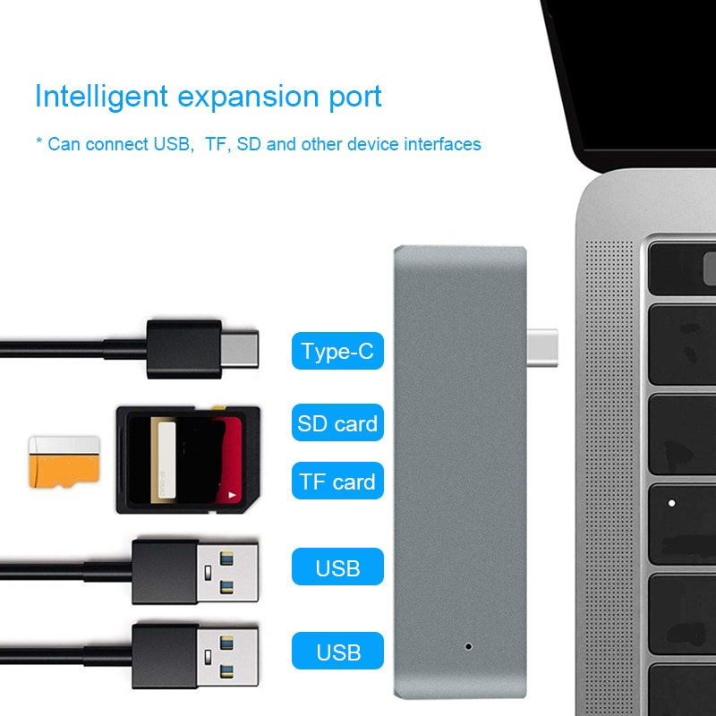 Basix usb type c hub til macbook 12 tommer usb-c dock adapter thunderbolt 3 med micro sd/tf læser slot til mac bookpro usb c hub