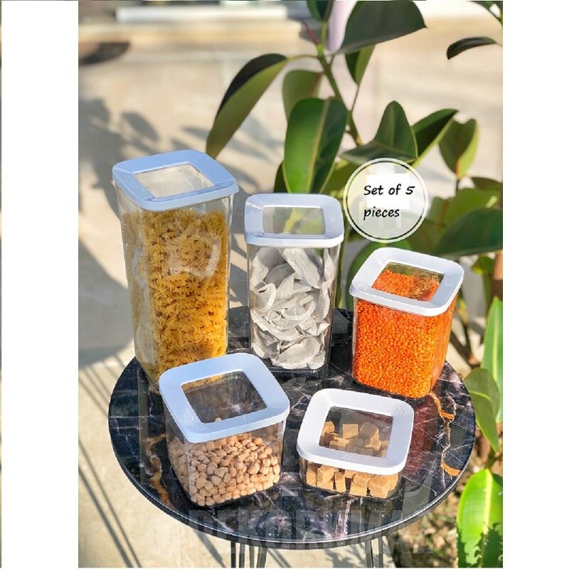 5 pcs Set Vacuum Container Food Saver Storage Square Plastic Containers Vacuum Sealer Pots For Seal Foods
