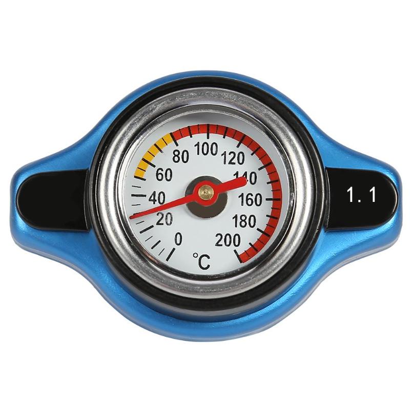 Tapa de radiador para motocicleta y coche, medidor de temperatura del agua con utilidad segura, termo, presión y rendimiento de refrigeración: 1.1Bar