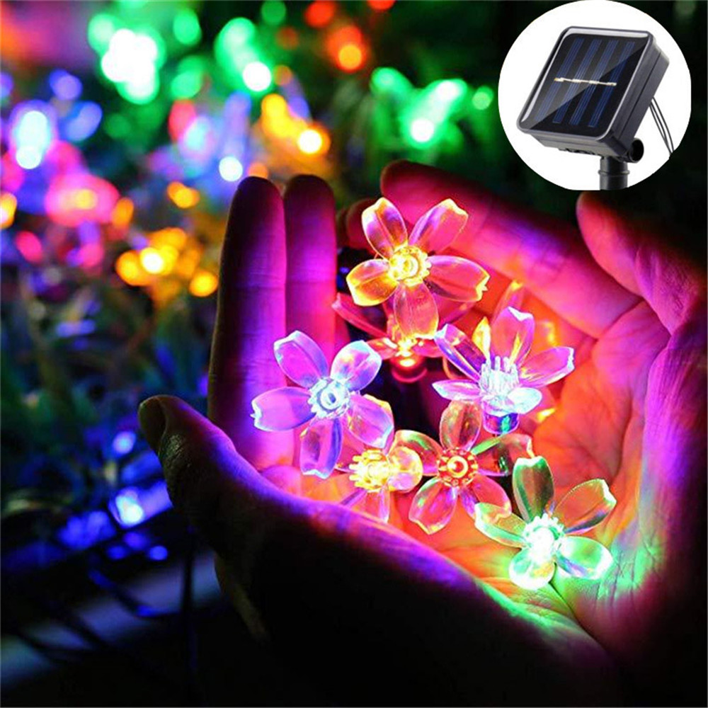 1Pc Solar String Flower Lights Outdoor 20/50/100 Led Fairy Licht Voor Tuin Hek Patio Tuin Kerstboom Decor