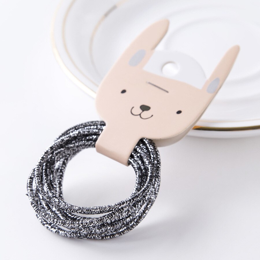 Bandes de caoutchouc en fil d'or pour filles | 10 pièces, couleurs bonbons, Nylon, bande élastique pour enfants, accessoires de cheveux, pour enfants, longue: Gris