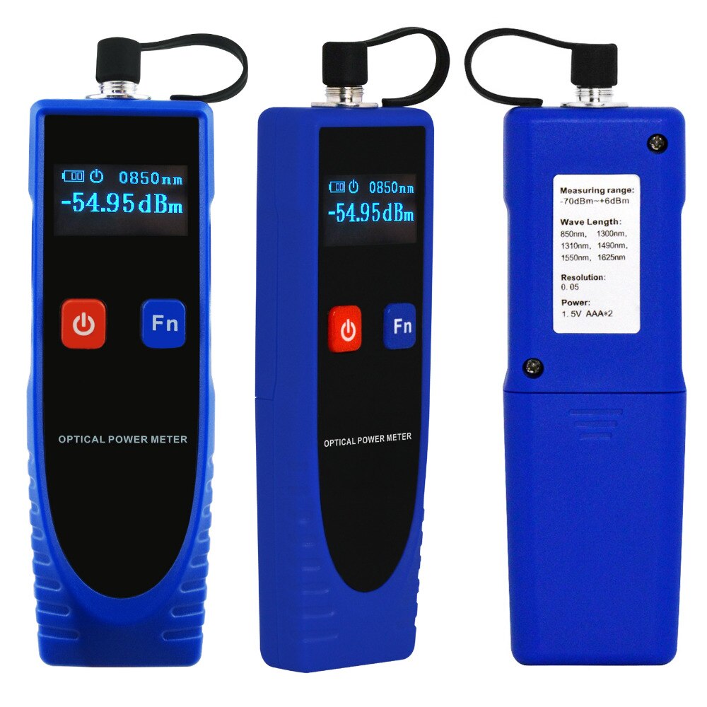 Digital Optical Power Meter Fiber Optic Cable Tester w/ FC Converter for FC/SC/ST 6 Optic Wave Length -70 - 6dBm Measuring Range