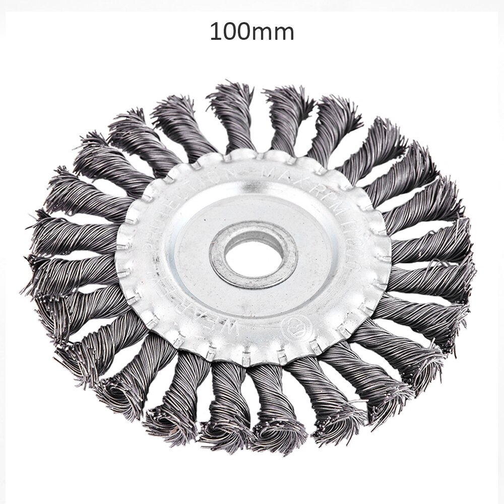 Banco anudado, cepillo de alambre de acero, desbarbado, desbarbado, amoladora angular, accesorios de limpieza, rueda de eliminación de óxido de 125mm, cepillo de disco de Metal: 100mm