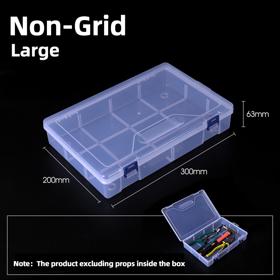 Plastic Storage Box Detachable Divider Organizer Tool Components Kit Grids Case Beads Container Adjustable Jewelry Storage Box: Non-Grid Large