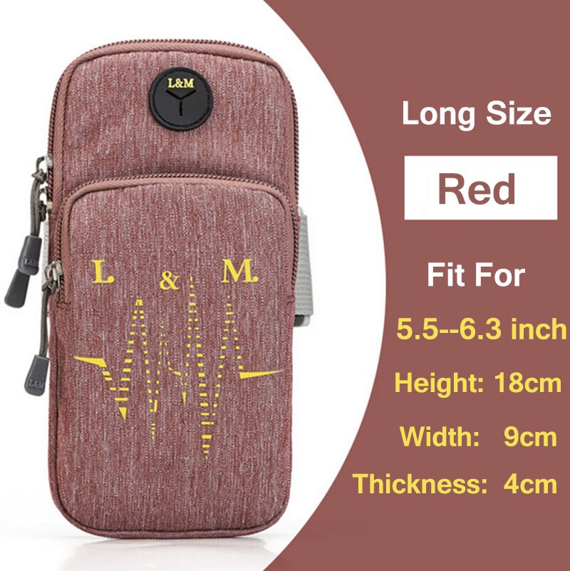 Brassard Pour Iphone 6 7 8 Plus Universel Smartphone Sport Sacs À Main Pack support pour téléphone Pour Iphone 7S Plus: For5.5-6.3inch Red