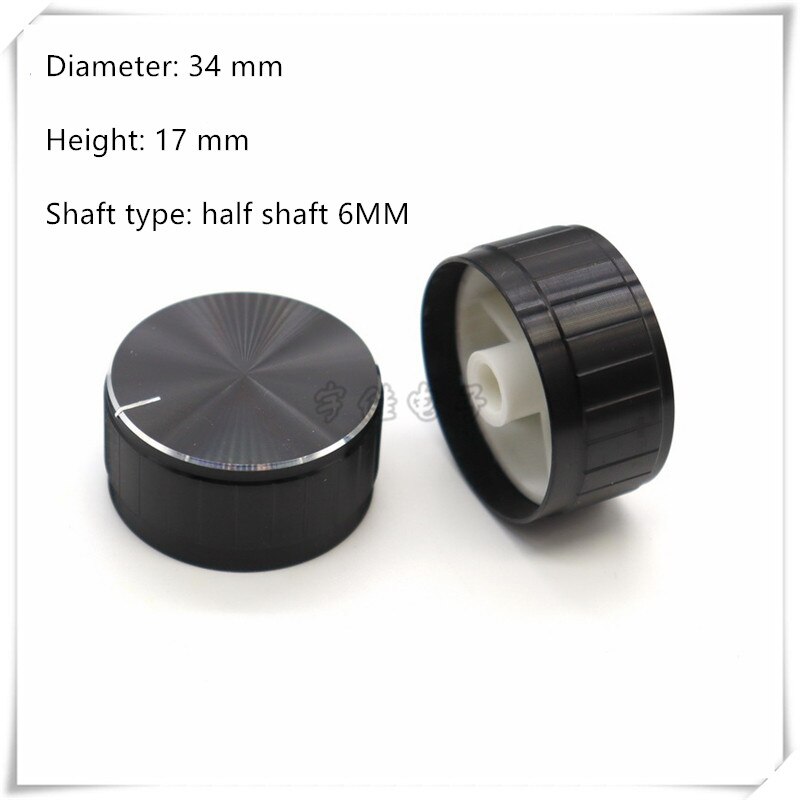 2 Stuk 34*17Mm Black Aluminium Dekselkleur Potentiometer Snelheid Schakelaar Knop Geschikt Voor Half As 6Mm