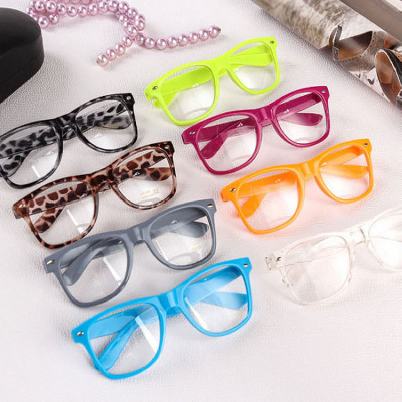 Mayitr 1pc Nerd Clear Glasses Clear Lens Geek Glasses 16 Colors Plain Mirror Plastic Full frame Eyeglasses Eyewear